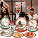 Kit de Talheres para Festa de Natal com 140 Peças – Pratos, Copos e Talheres Descartáveis